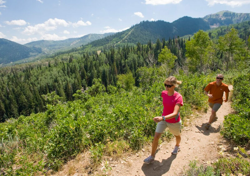 hiking on trails with mountain top scenery
