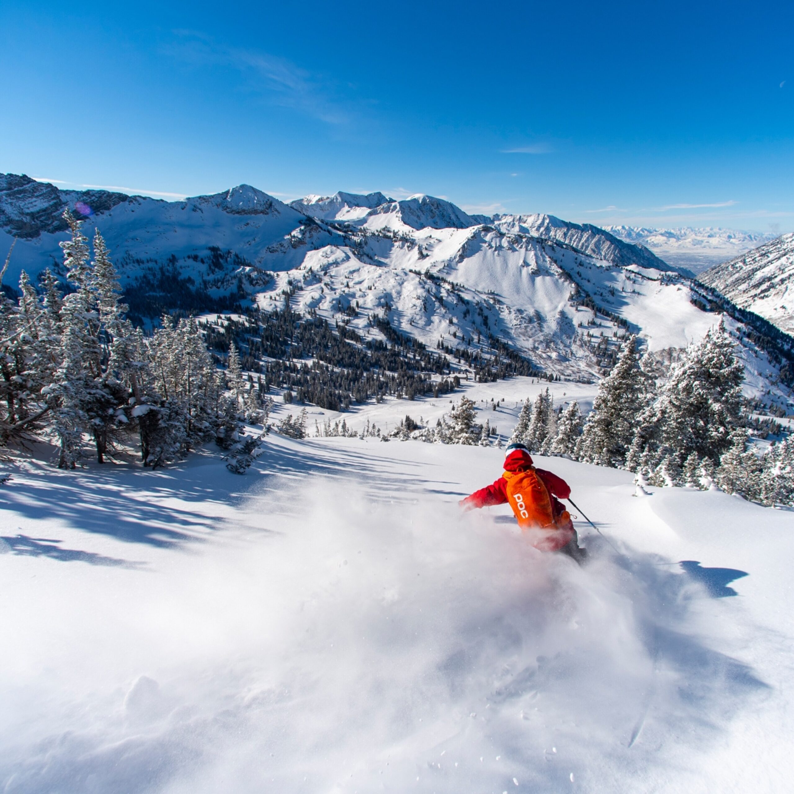 skiing down mountain