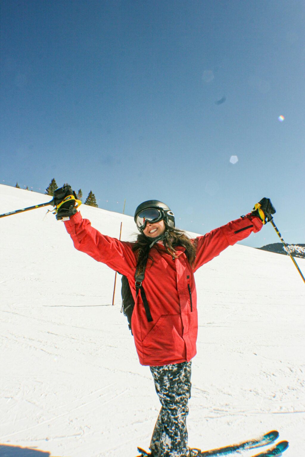 woman on ski slopes